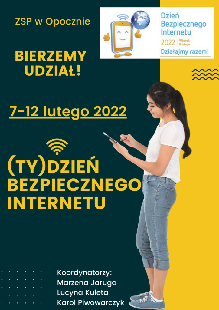 Opis: Plakat informacyjny - Tydzień Bezpiecznego Internetu w ZSP