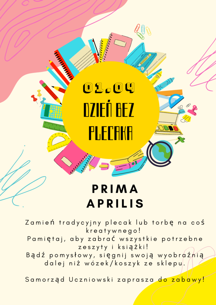 Plakat informacyjny - Dzień bez plecaka