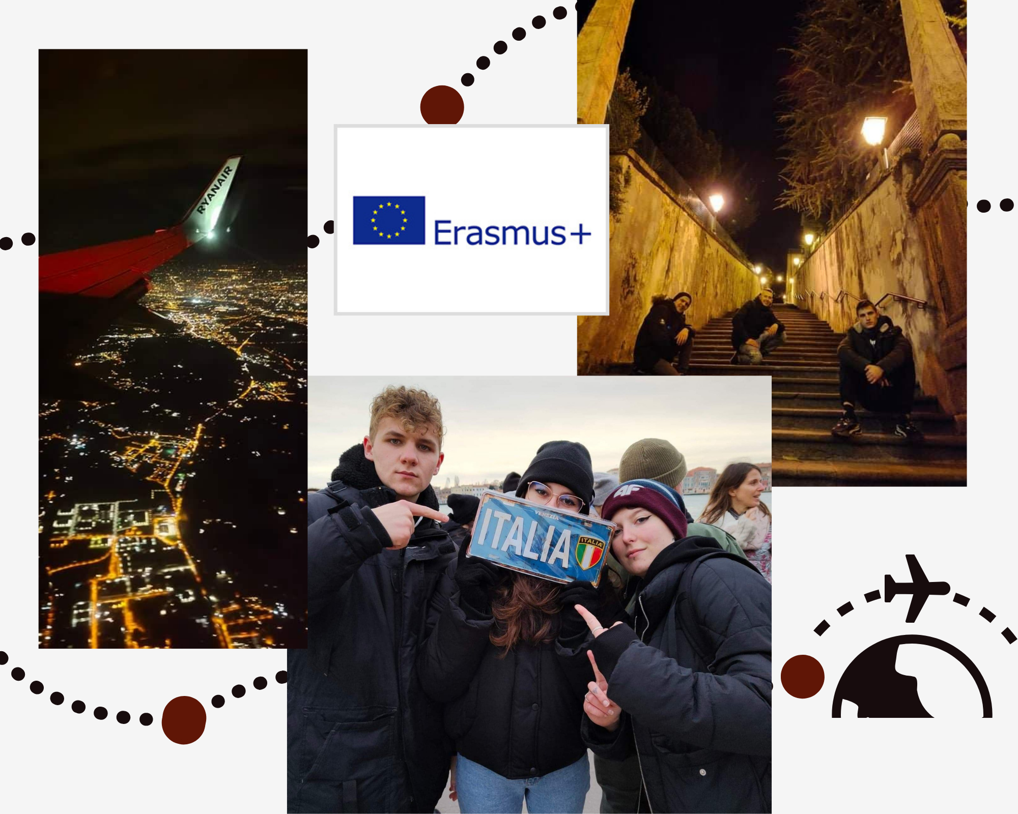 Kolaż zdjęć z wyjazdu uczniów w ramach programu Erasmus+