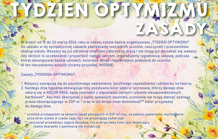 Tydzień optymizmu - zasady