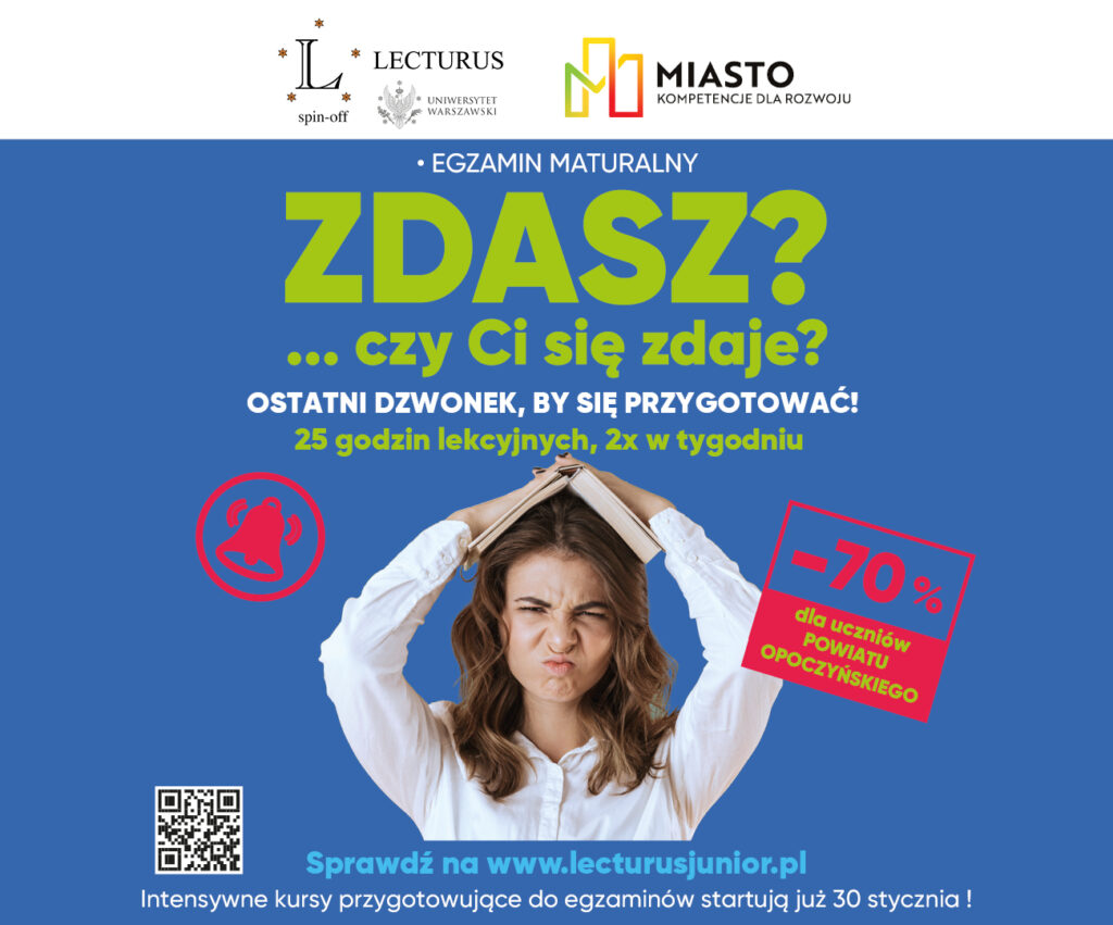 Plakat informacyjny - kursów dla uczniów klas maturalnych