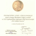 Skan podziękowania dla Pana Macieja Ciupa za udział w XXXI Ogólnopolskim Sympozjum Szkół Staszicowskich "Pod znakiem Staszica"